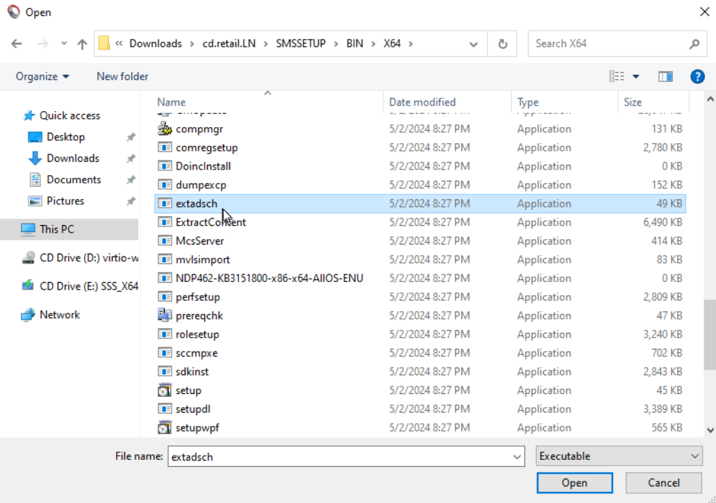 Adding extadsch.exe file to AD Schema